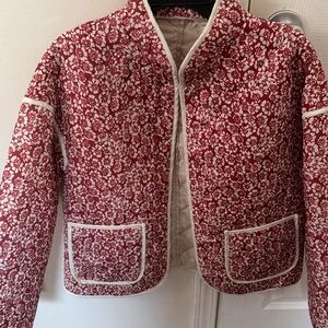 Floral Red and White Women's Jacket